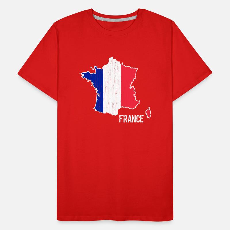Plan de la carte du drapeau de la France T-shirt bio Premium Homme