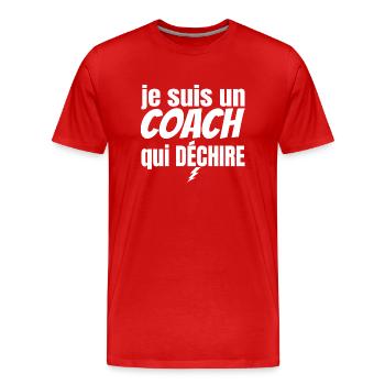 coach qui déchire - T-shirt bio Premium Homme - rouge - Devant - Damien (186cm)