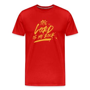 Der Herr ist mein Fels - Christliche Kleidung - Männer Premium Bio T-Shirt - Rot - Vorne - Damien (186cm)