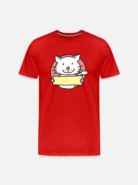 Cat / Cat with shield - Men's Premium Organic T-Shirt - red