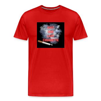 Just one last cigarette - Männer Premium Bio T-Shirt - Rot - Vorne - Damien (186cm)