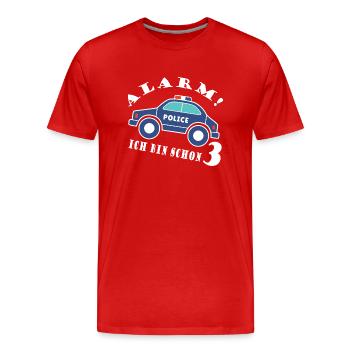 Alarm ich bin schon 3 Polizei - Männer Premium Bio T-Shirt - Rot - Vorne - Damien (186cm)