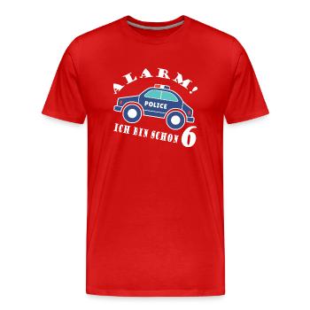 Alarm ich bin schon 6 Polizei - Männer Premium Bio T-Shirt - Rot - Vorne - Damien (186cm)