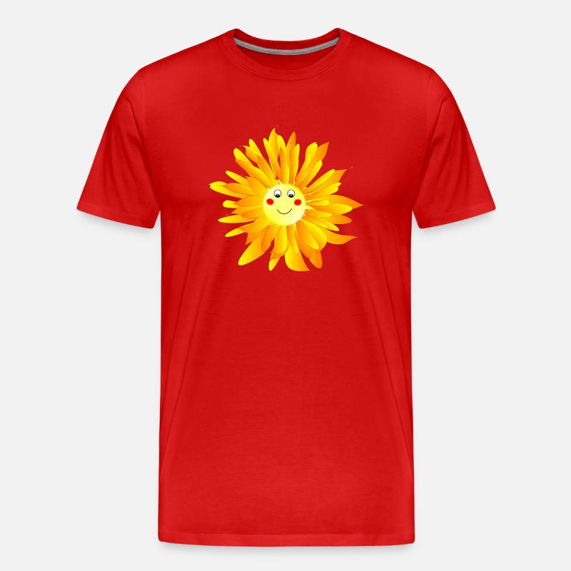 Blume mit Augen - Männer Premium Bio T-Shirt - Rot