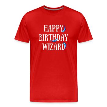 Happy Birthday Wizard - T-shirt bio Premium Homme - rouge - Devant - Damien (186cm)