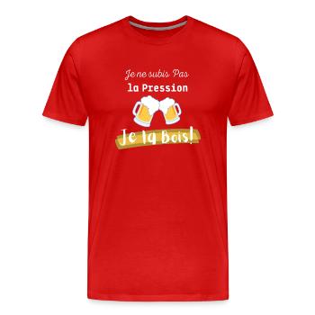 Je ne subis pas la pression Je la bois - T-shirt bio Premium Homme - rouge - Devant - Damien (186cm)