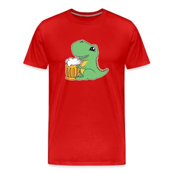 Dino Bier Dinosaurier T-Rex Humpen Glas Alkohol - Männer Premium Bio T-Shirt - Rot - Vorne - Damien (186cm)
