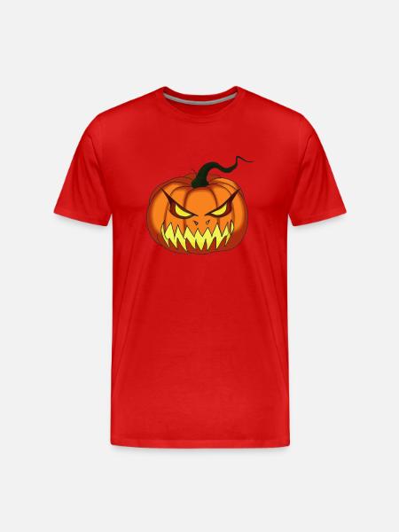 Græskar ansigt med skinnende øjne Halloween - Herre Premium T-shirt økologisk - rød