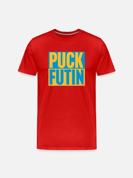 puck futin logo design - Men's Premium Organic T-Shirt - red