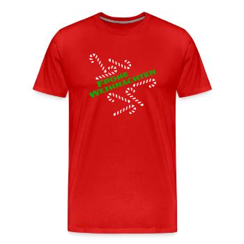 Zuckerstange Frohe Weihnachten Festtage Geschenk - Männer Premium Bio T-Shirt - Rot - Vorne - Damien (186cm)