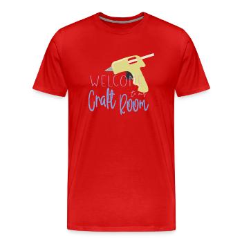 Bienvenue dans ma salle d’artisanat - T-shirt bio Premium Homme - rouge - Devant - Damien (186cm)