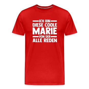 Marie - Männer Premium Bio T-Shirt - Rot - Vorne - Damien (186cm)