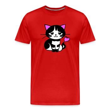 Süße Katze im Comic Stiel - Männer Premium Bio T-Shirt - Rot - Vorne - Damien (186cm)