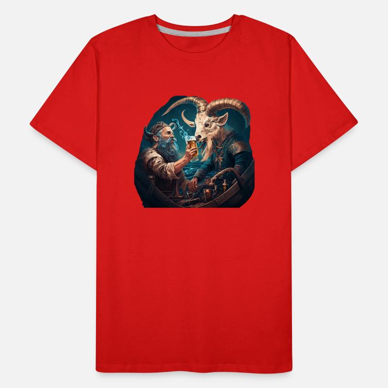 Seemann gegen Ziege, der Kampf um Bier Männer Premium Bio T-Shirt