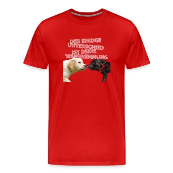 Der einzige Unterschied ist deine Wahrnehmung - Männer Premium Bio T-Shirt - Rot - Vorne - Damien (186cm)