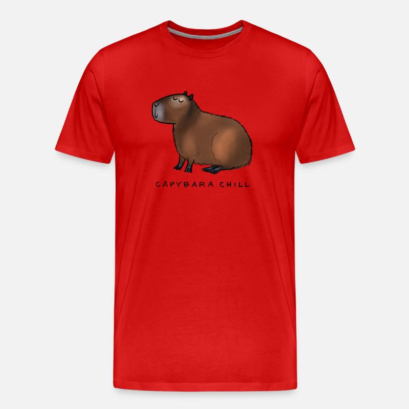 Capybara Chill - Männer Premium Bio T-Shirt - Rot