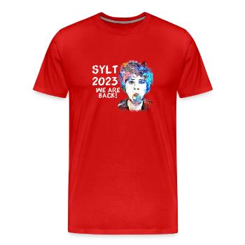 punks,sylt,ticket,punk,tauben,graffiti, - Männer Premium Bio T-Shirt - Rot - Vorne - Damien (186cm)
