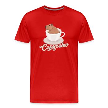 Capyccino Capybara Amoureux des animaux - T-shirt bio Premium Homme - rouge - Devant - Damien (186cm)