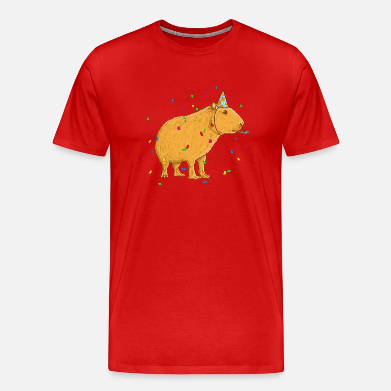 Capybara Geburtstag - Männer Premium Bio T-Shirt - Rot