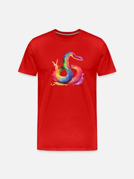 Schlange Rainbow Pride Farben - Männer Premium Bio T-Shirt - Rot