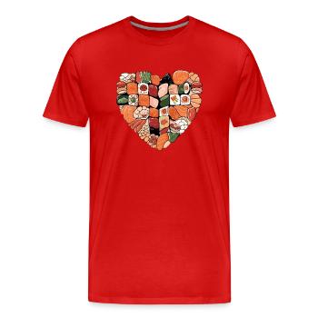 A heart of sushi - Men's Premium Organic T-Shirt - red - Front - Damien (186cm)