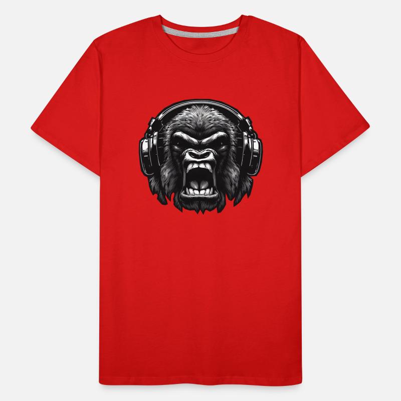 Gorilla DJ mit Kopfhörern Männer Premium Bio T-Shirt