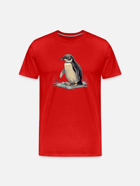 Penguin Baby Bird Chick - Men's Premium Organic T-Shirt - red
