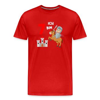 Kreuzritter Tempelritter Krieger 7. Geburtstag - Männer Premium Bio T-Shirt - Rot - Vorne - Damien (186cm)