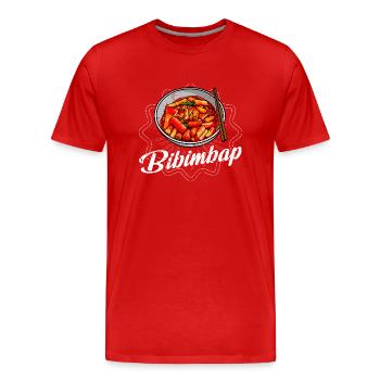 Korean Cuisine Bibimbap Kimchi Asian Bowl - Men's Premium Organic T-Shirt - red - Front - Damien (186cm)