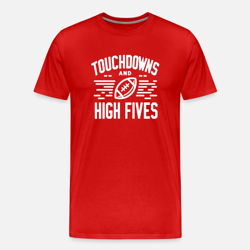 Touchdowns und High Fives - Männer Premium Bio T-Shirt - Rot
