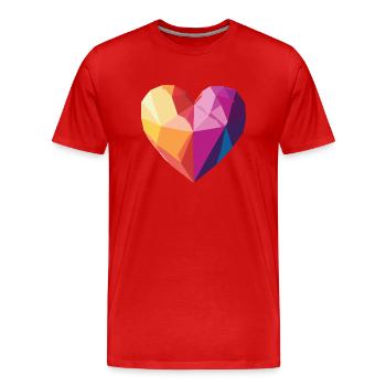 Liebe - Low Poly Herz - Männer Premium Bio T-Shirt - Rot - Vorne - Damien (186cm)