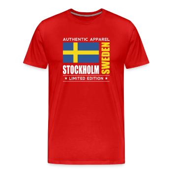 Stockholm - T-shirt bio Premium Homme - rouge - Devant - Damien (186cm)