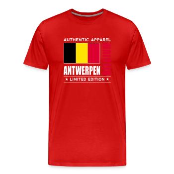 Antwerpen - Männer Premium Bio T-Shirt - Rot - Vorne - Damien (186cm)