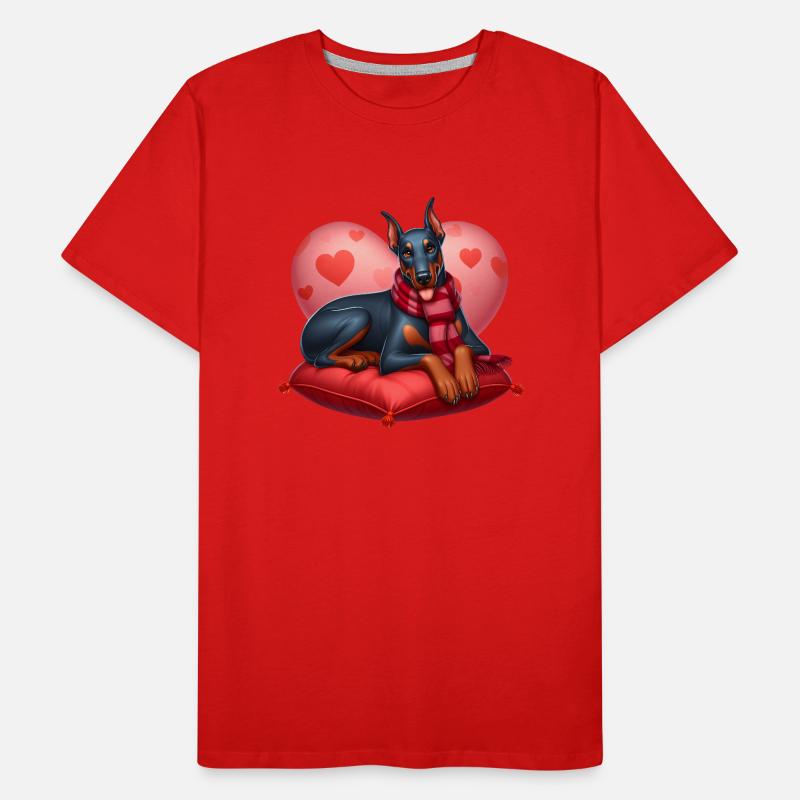 Doberman Pinscher Saint-Valentin T-shirt bio Premium Homme