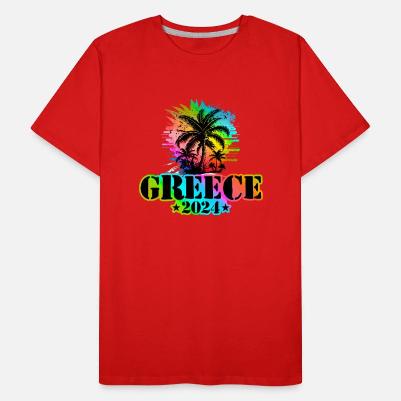 Grèce 2024 Vacances Coloré T-shirt bio Premium Homme