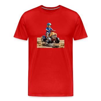 Pourquoi les enfants aiment-ils les véhicules à pédales ? - T-shirt bio Premium Homme - rouge - Devant - Damien (186cm)