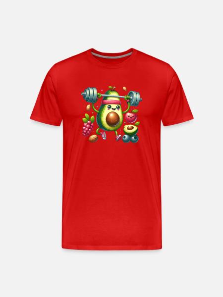 Avocado Workout Fun - Men's Premium Organic T-Shirt - red