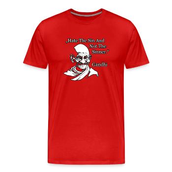 Hate The Sin And Not The Sinner (Gandhi Quote) - Men's Premium Organic T-Shirt - red - Front - Damien (186cm)