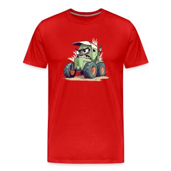 Kanzy le tracteur énervé - T-shirt bio Premium Homme - rouge - Devant - Damien (186cm)