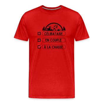 Saint Valentin chasseur - T-shirt bio Premium Homme - rouge - Devant - Damien (186cm)