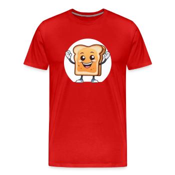 Glücklicher Toast - Männer Premium Bio T-Shirt - Rot - Vorne - Damien (186cm)