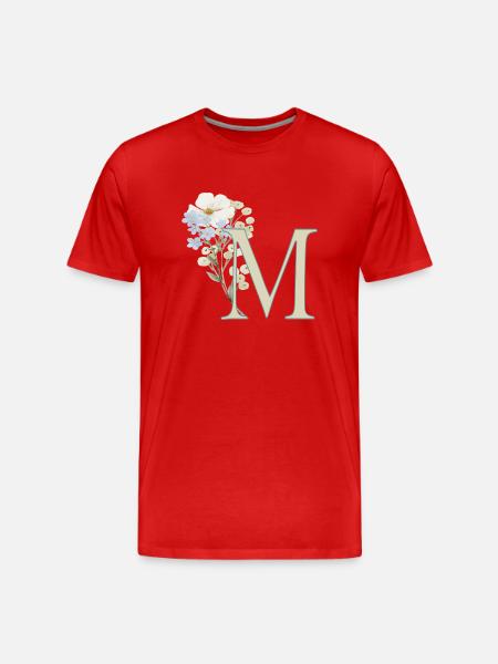 M avec des fleurs - T-shirt bio Premium Homme - rouge