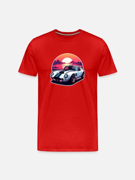 Oldtimer Sonnenuntergang - Männer Premium Bio T-Shirt - Rot