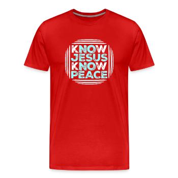 Know Jesus Know Peace No Hate Christian Bible Love - Men's Premium Organic T-Shirt - red - Front - Damien (186cm)