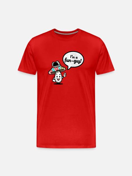 Fun-Guy Mushroom Speech Bubble Digital Art - Men's Premium Organic T-Shirt - red