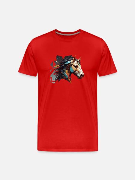 pferd abstrakt - Männer Premium Bio T-Shirt - Rot