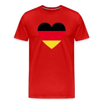 Deutschland Herz - EM Fans - Männer Premium Bio T-Shirt - Rot - Vorne - Damien (186cm)