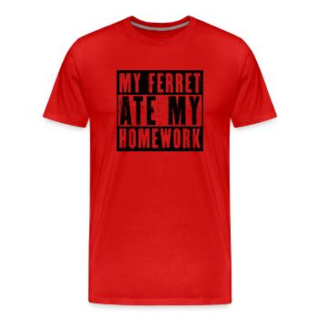 Mon furet a mangé mes devoirs - Cadeau furet - T-shirt bio Premium Homme - rouge - Devant - Damien (186cm)