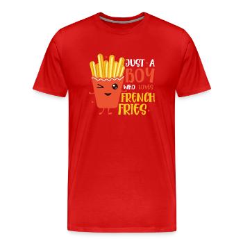 Boy's Fry Fantasy: Living the Crunchy Dream - Men's Premium Organic T-Shirt - red - Front - Damien (186cm)