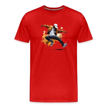 Breakdance: Energie und Akrobatik auf dem Asphalt - Männer Premium Bio T-Shirt - Rot - Vorne - Damien (186cm)
